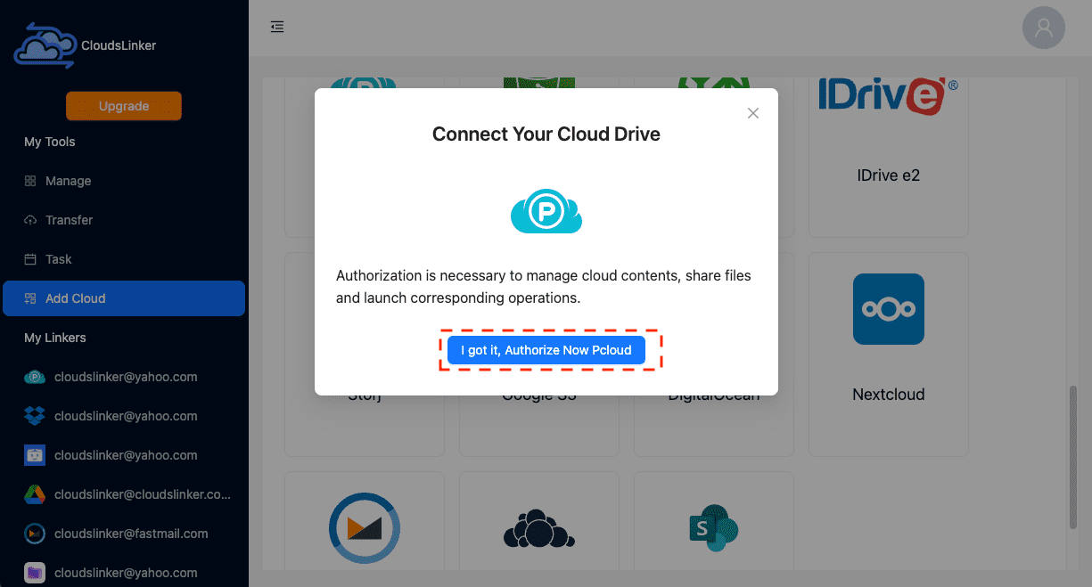 cloudslinekr add pCloud