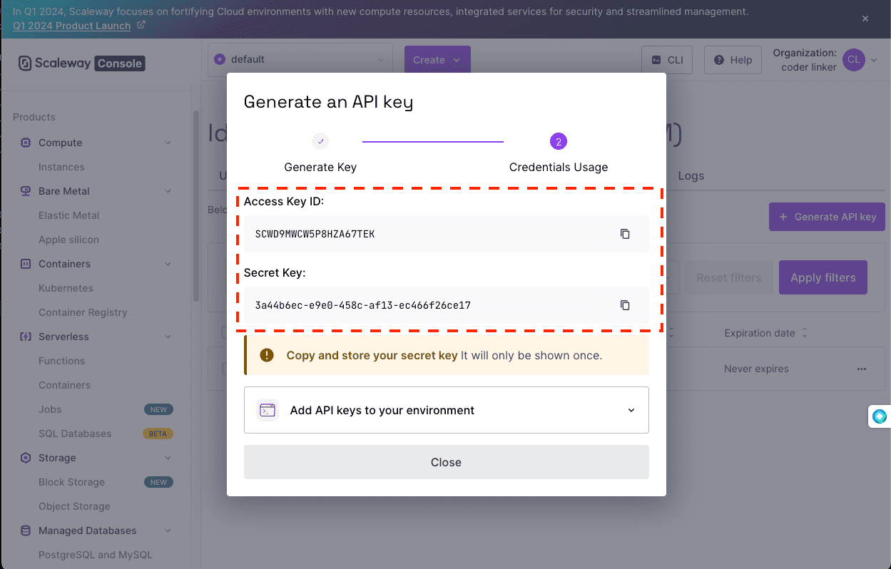 Configuring Endpoint in Scaleway