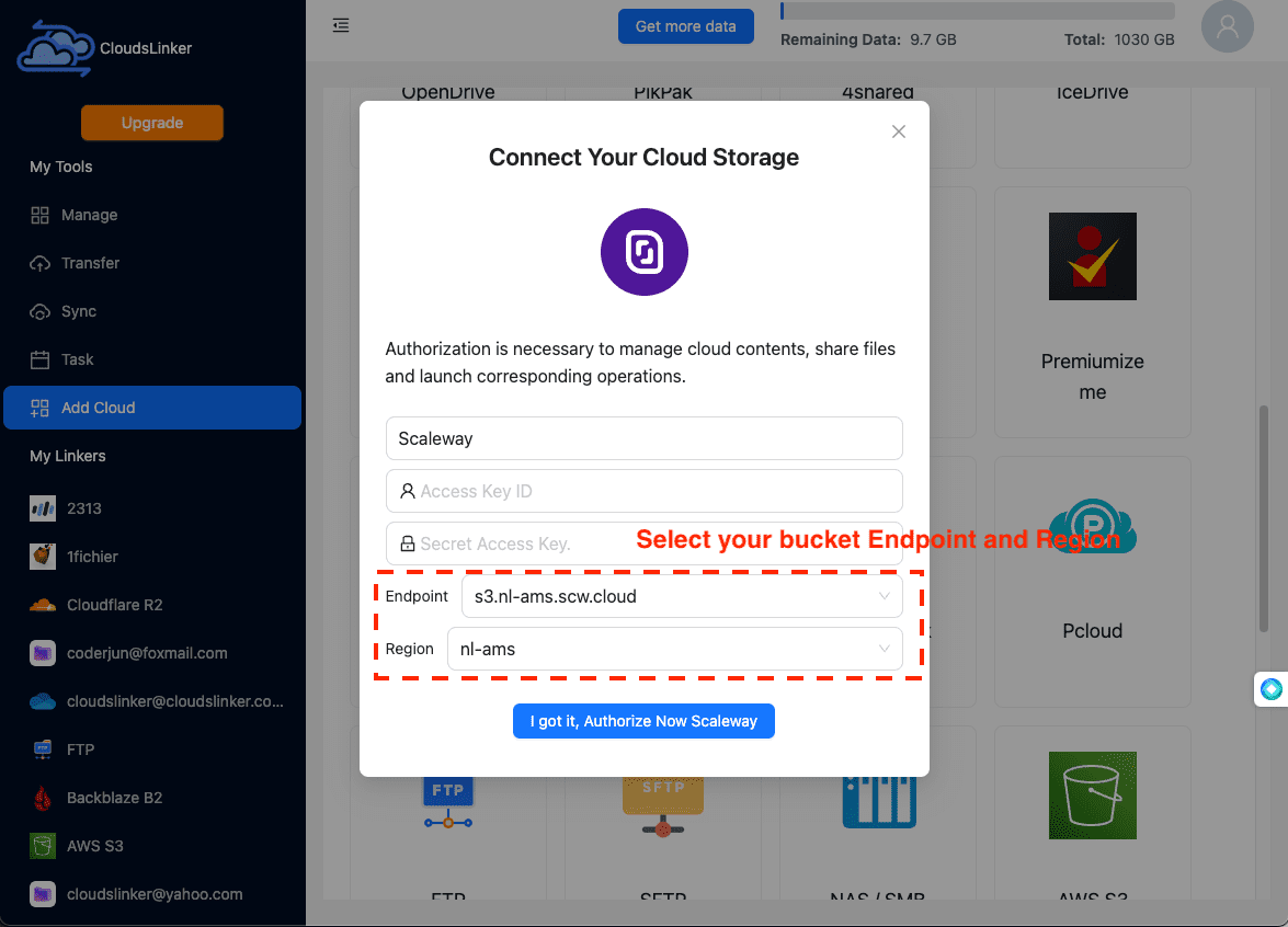 Integrating Scaleway with CloudsLinker