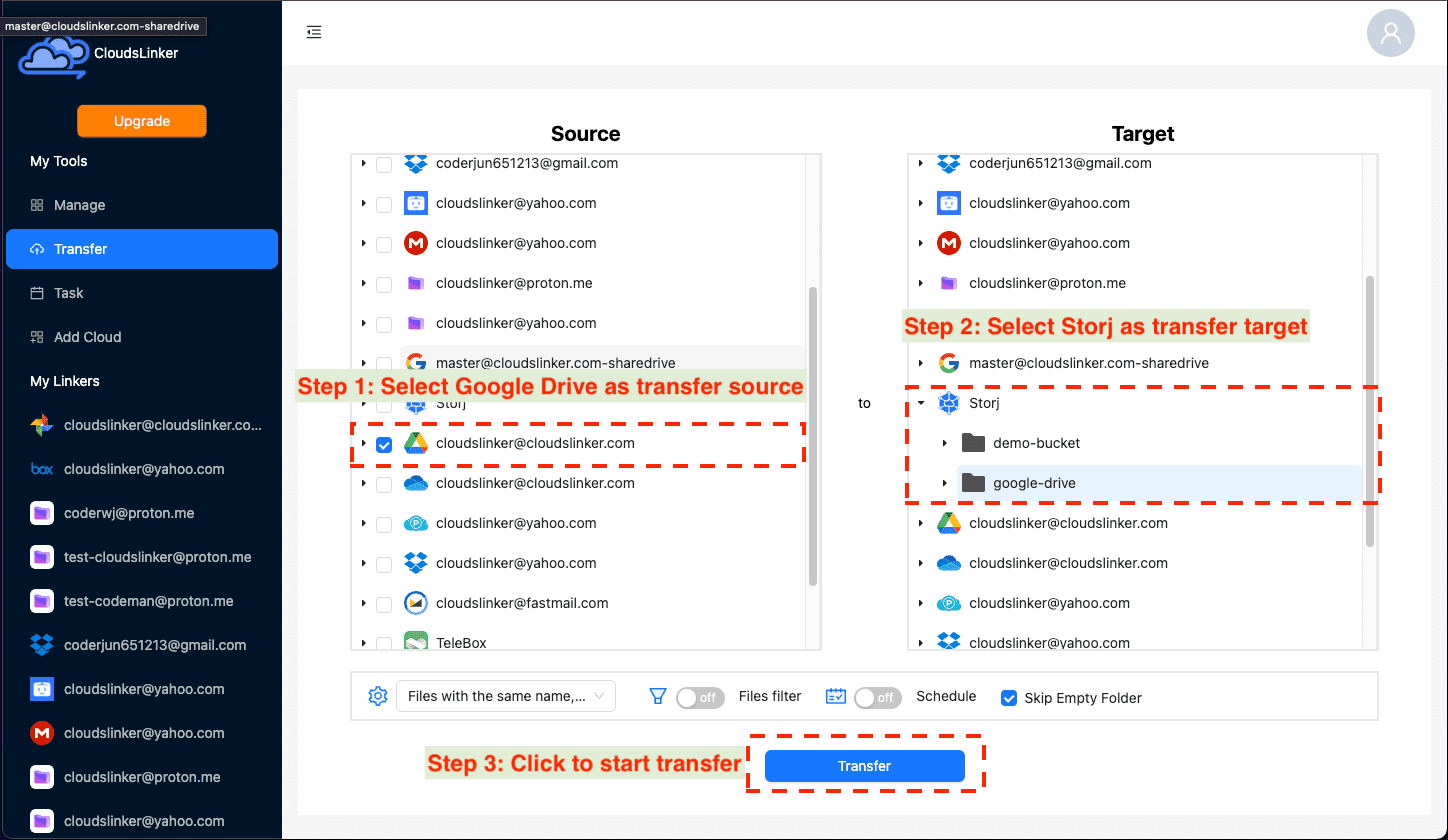 Observing Transfer Progress with Cloudslinker