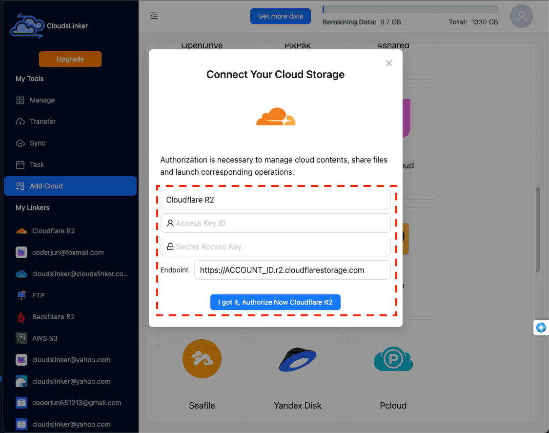 Configuring Cloudflare R2 in CloudsLinker