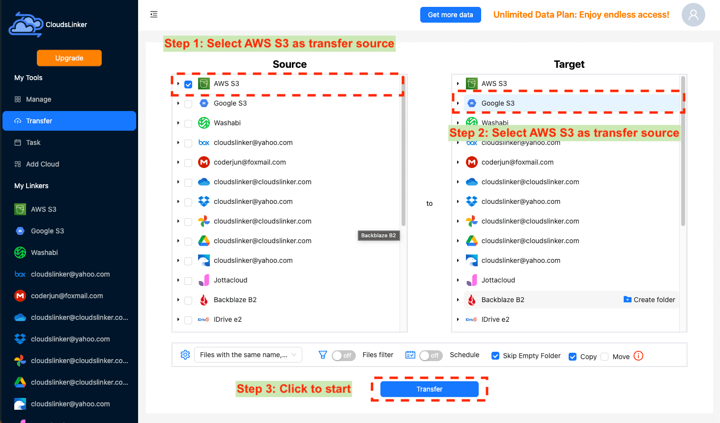 Setting Up Cloud Transfers on CloudsLinker