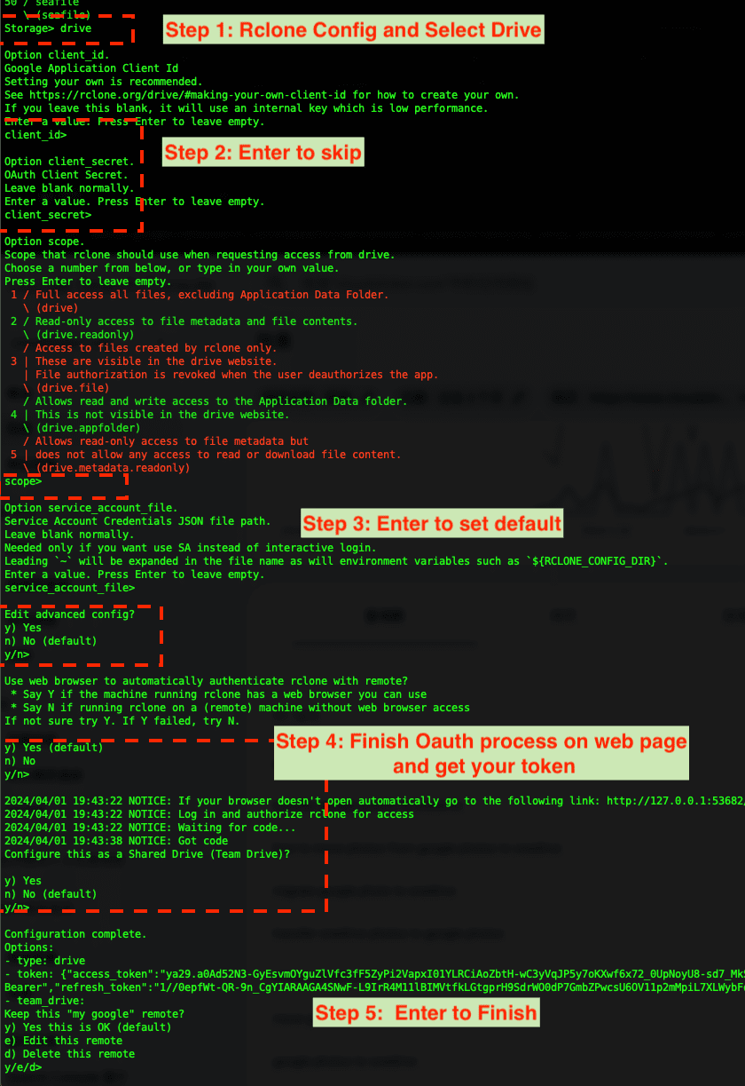 Configuring Rclone for Google Drive access