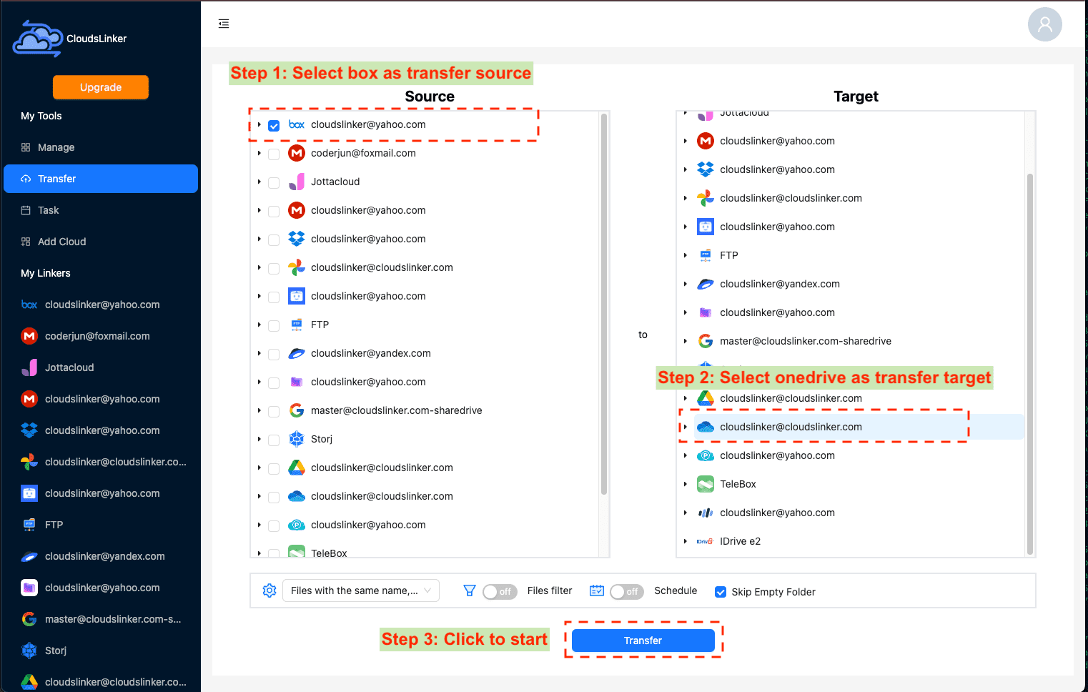 Configuring migration from Box to OneDrive