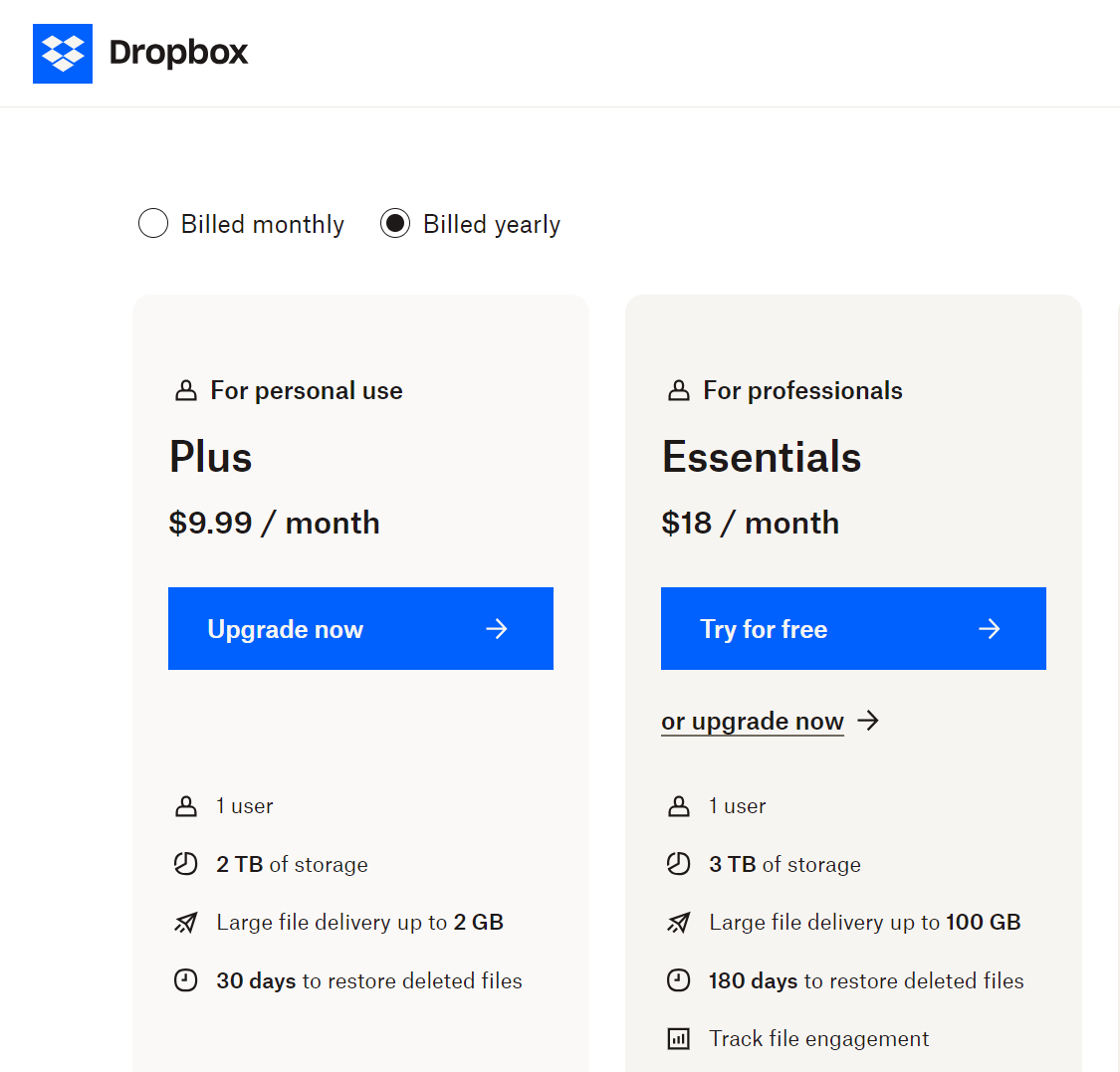 Dropbox Paid Plan