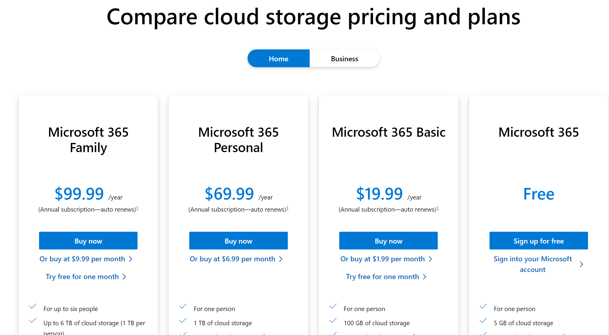 Microsoft OneDrive Paid Plan