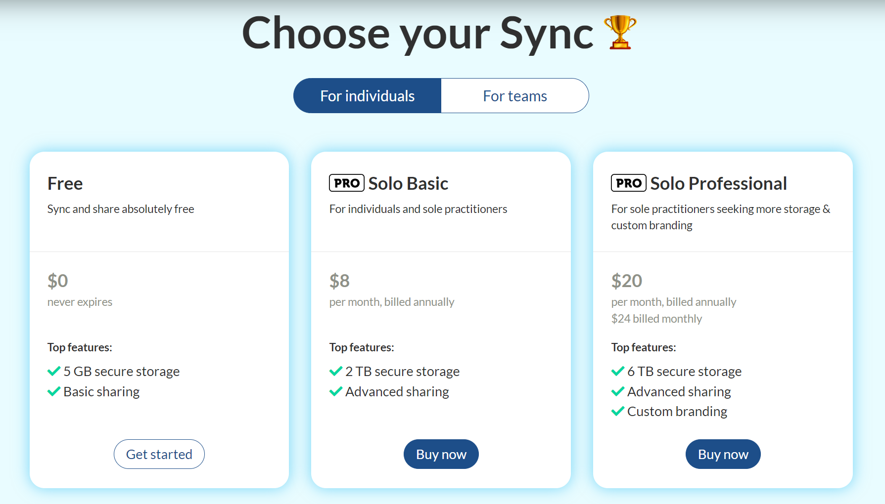 Sync.com Paid Plan