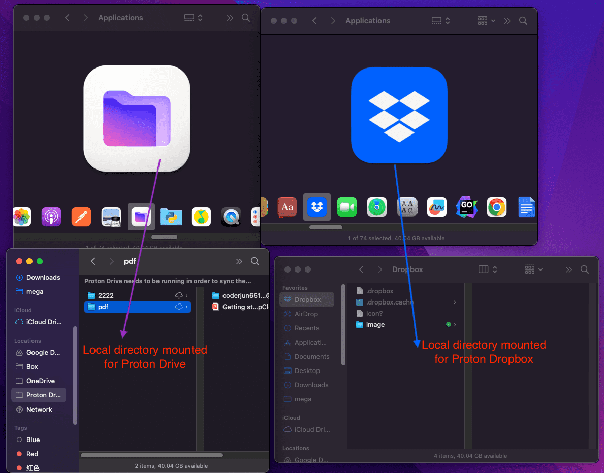 Download Desktop Clients for Dropbox and Proton Drive