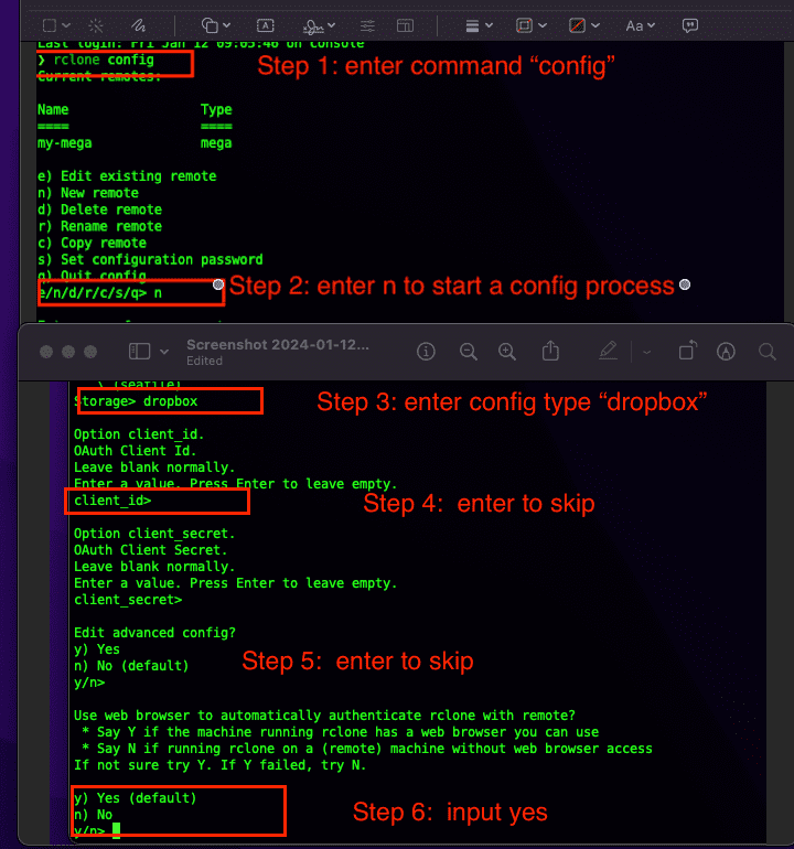 Configuring Dropbox with Rclone