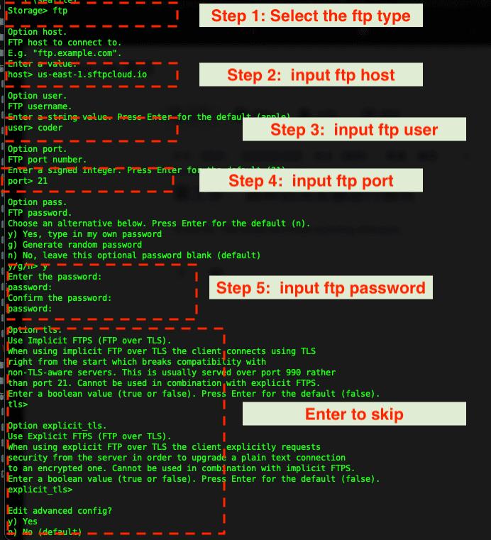 Configuring FTP/SFTP with Rclone