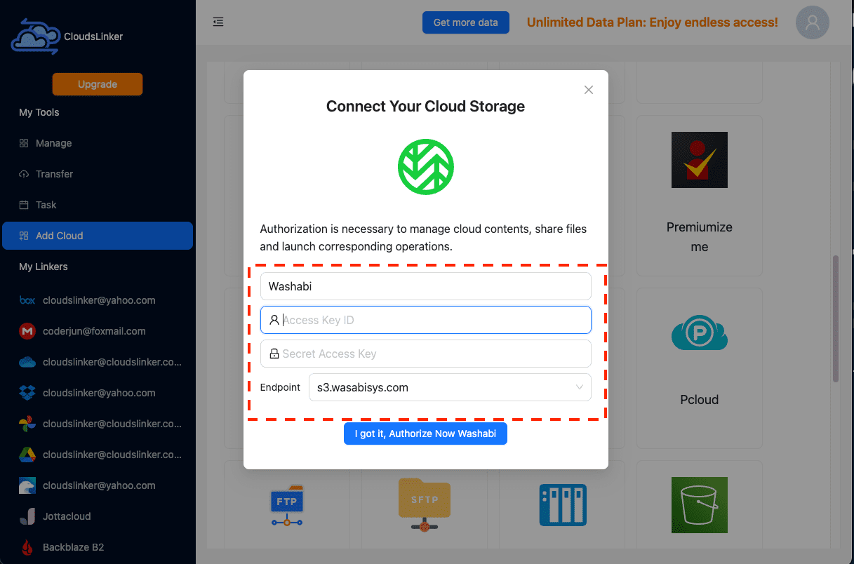 Linking Wasabi to CloudsLinker