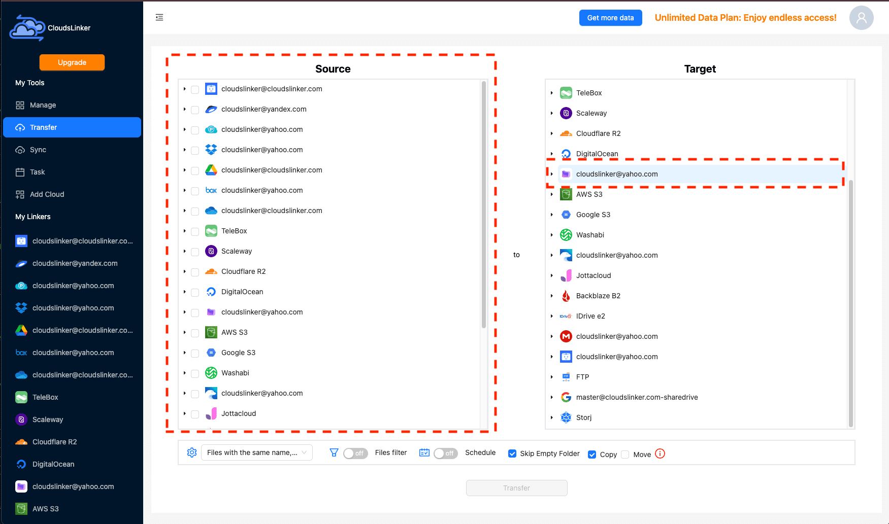 Initiating the migration process in Cloudslinker