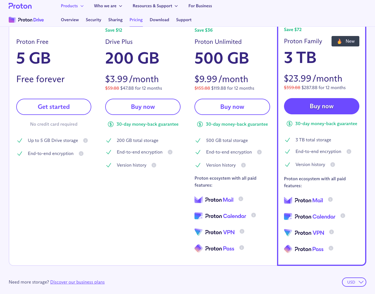 Proton Drive Pricing