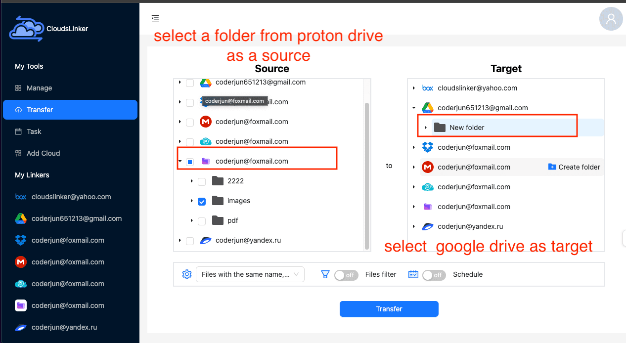 Adding Proton Drive to CloudsLinker