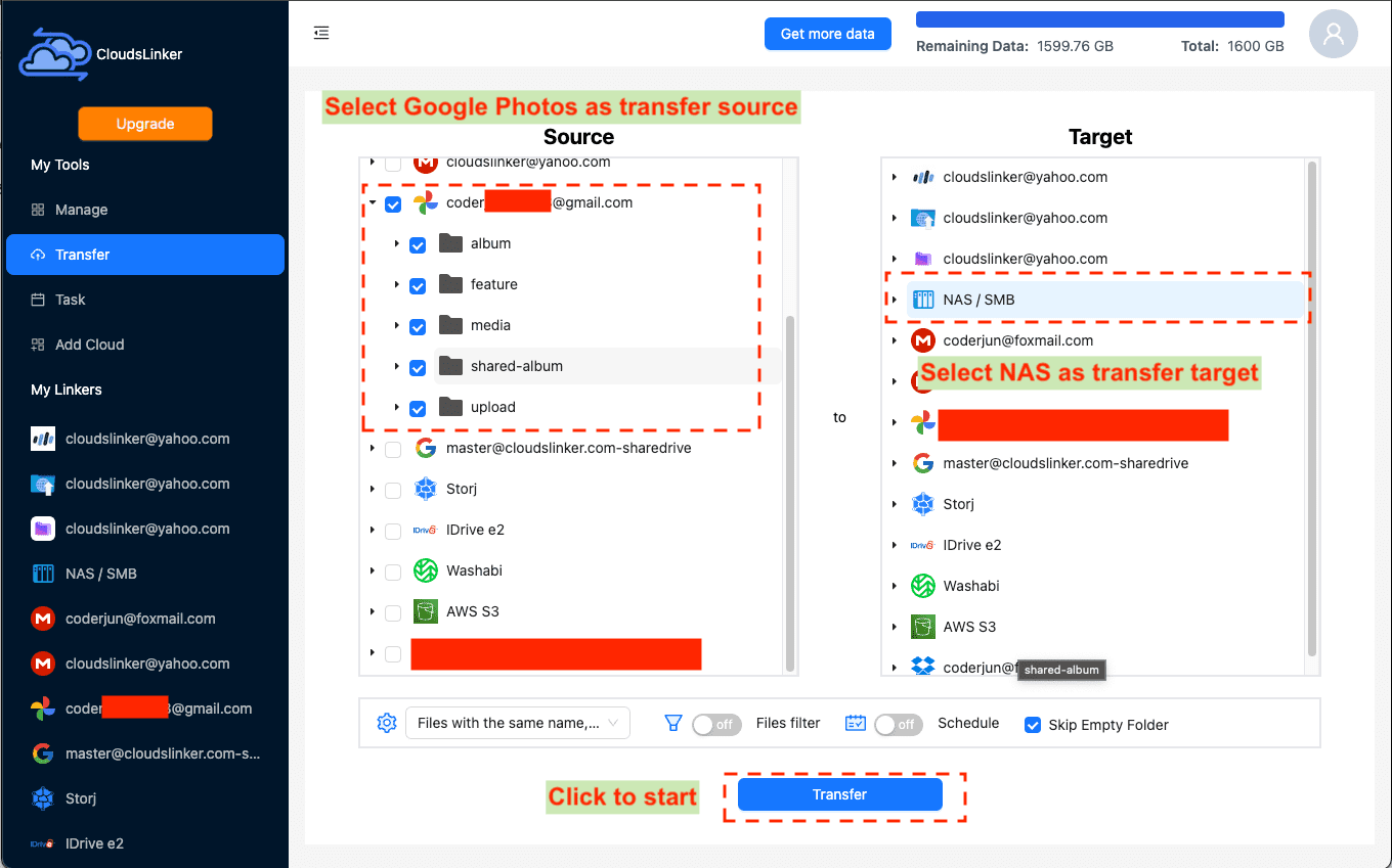 Setting up transfer from Google Photos to Synology NAS